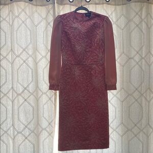 Elegant Long Sleeve Floral Dress in Pink